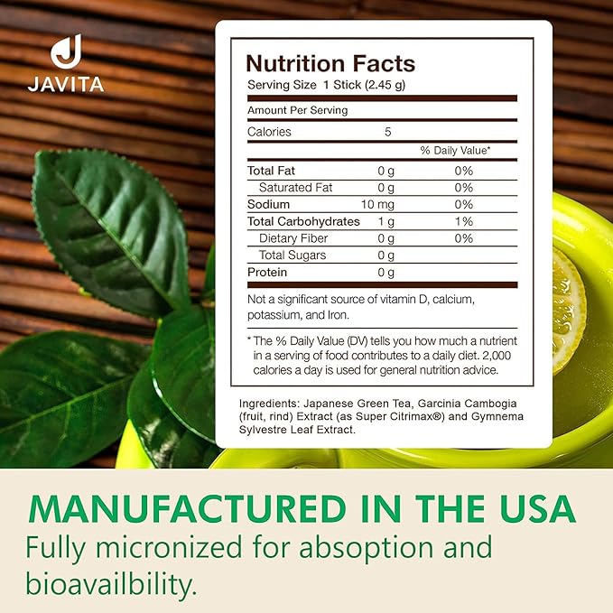 Lean + Green, Premium, 100% Japanese Green Tea, Garcinia Cambogia (as Super Citrimax) & Gymnema Sylvestre, for Weight Management, Appetite Control 24 ct - 4 Boxes, Javita