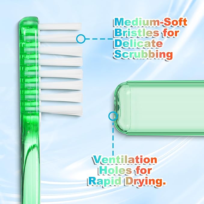 Travel Toothbrush - Folding Toothbrush, Transparent Foldable Handle, Soft Toothbrushes for Adults, Multicolor Pack of 5