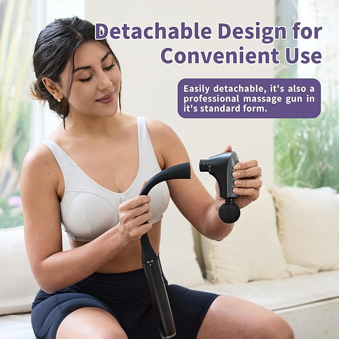 2-in-1 Detachable Muscle Massage Gun Deep Tissue with 20'' Extension Handle, Back and Neck Massager for Pain Relief, Handheld Massager for Shoulder Lower Back Leg Waist, FSA-HSA Eligible