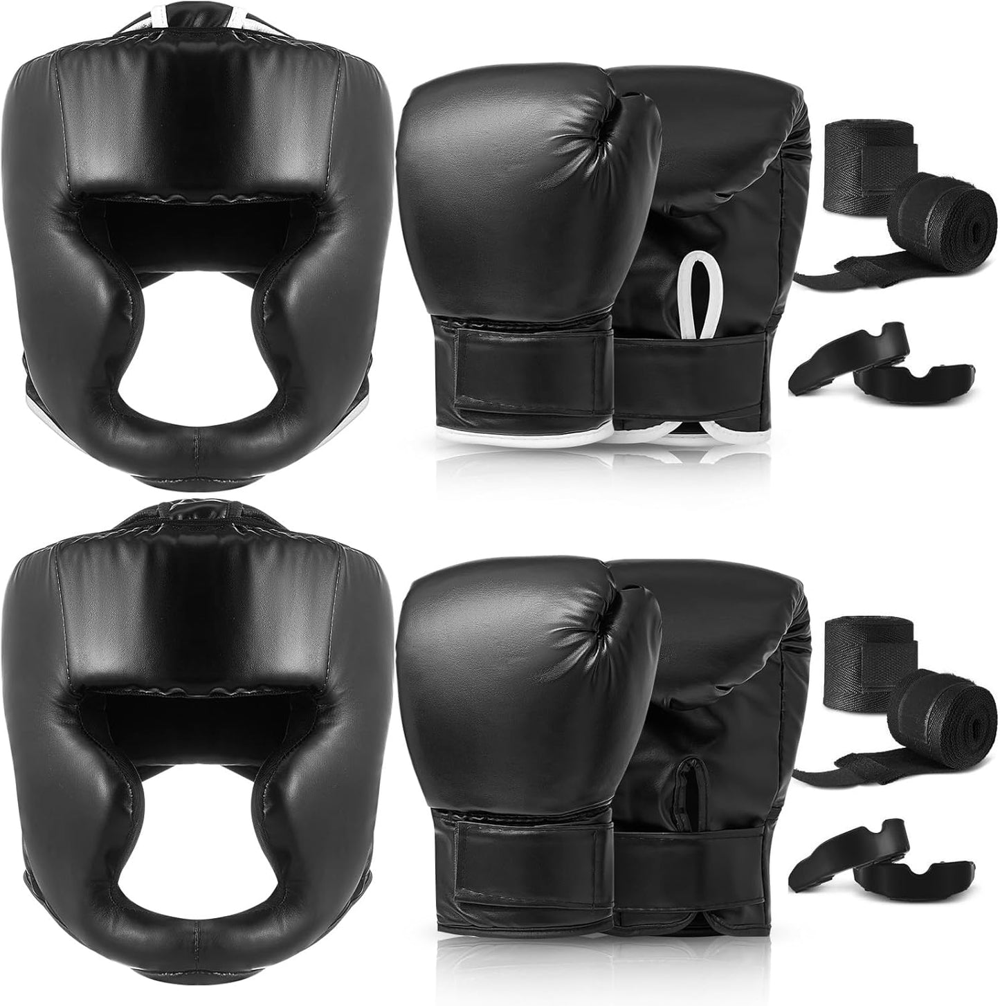 Kanayu 14 Pcs Boxing Set Including 2 Pair of 16 oz Boxing Gloves Headgear Helmet and Hand Wraps Mouth Guards Gifts for Adults Youth Beginners Training Equipment