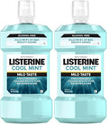 Listerine Alcohol-Free Mouthwash, Non Alcoholic Mint Oral Rinse Kills 99.9% of Germs That Cause Bad Breath for a Fresh Breath & Clean Mouth, Less Intense Taste, Cool Mint Flavor, 1 L (Pack of 2)