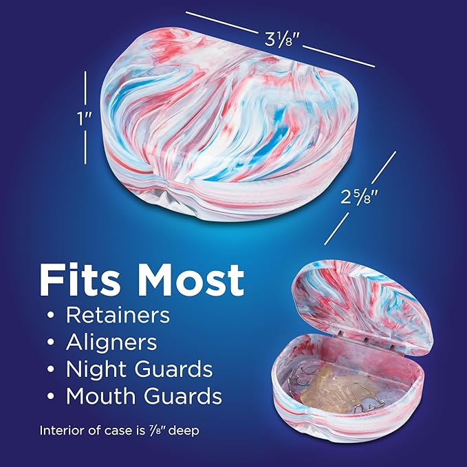 Practicon Designer Marble Retainer Cases, Clear Aligner Case, Dental Orthodontic Retainer Boxes, Mouth Guard Holder, 6 Pack