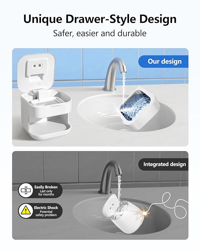 Ultrasonic Retainer Cleaner Machine 45kHz Dental Ultrasonic Retainer Cleaner for Dentures & Mouth Guard Cleaning for Whitening Trays, Toothbrush Heads, Diamond, Jewelry