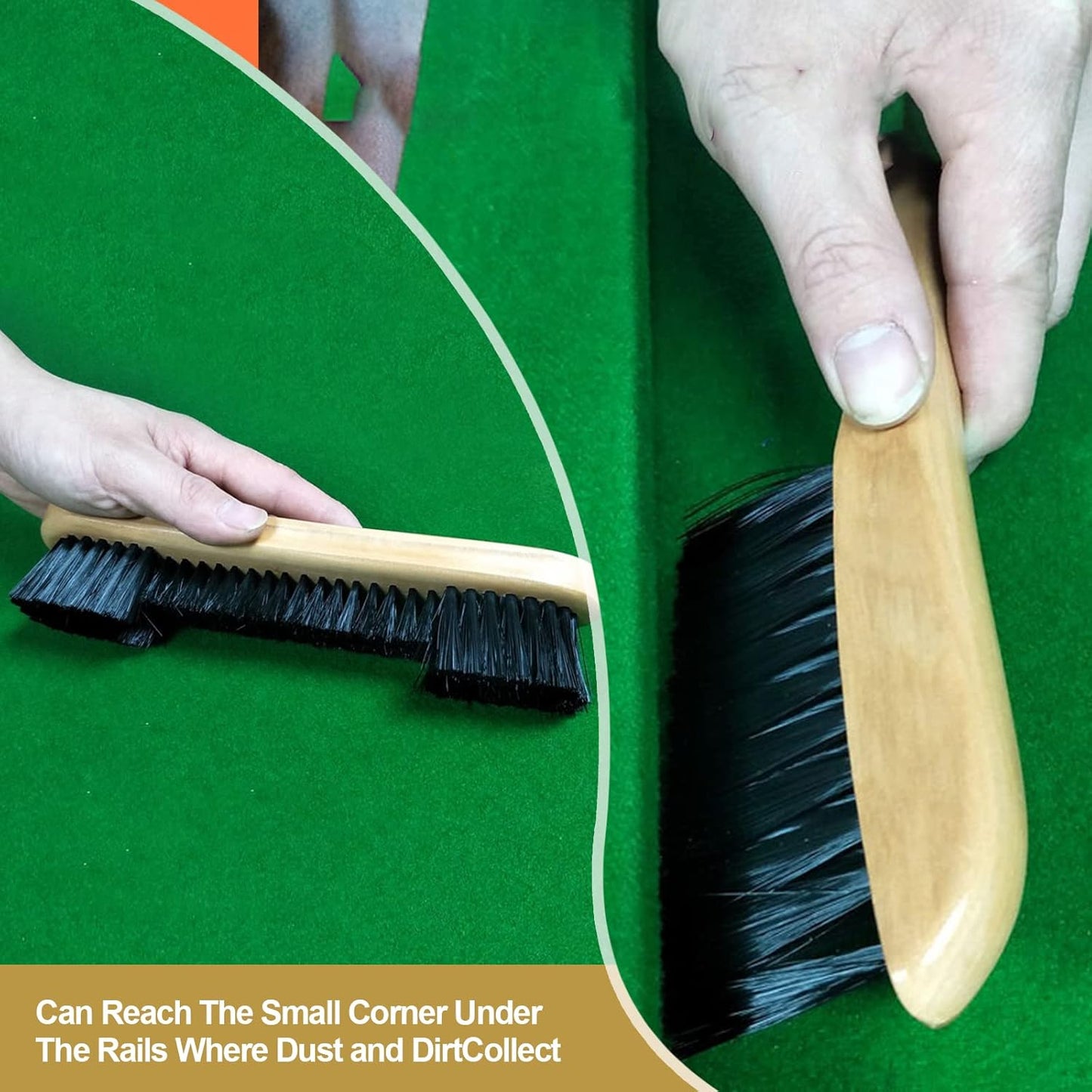 4 Set Billiards Pool Table and Rail Brush Including 12 Pieces Pool Cue Chalk Cubes and 6 Slip-on Pool Cue Tip Replacements Snooker Table Wooden Cleaning Brush Kit Accessories