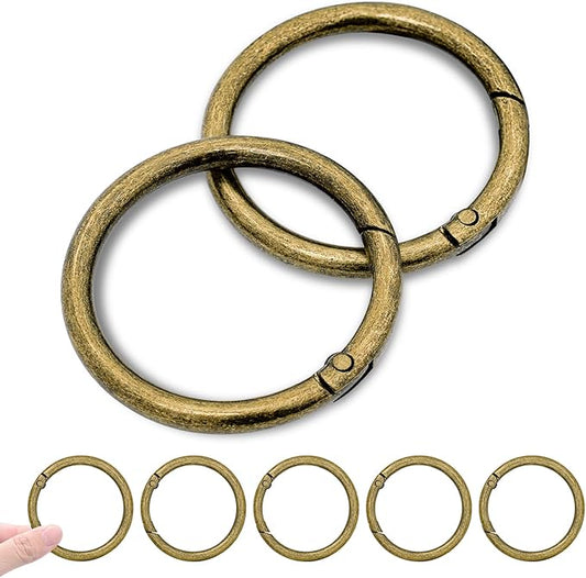 10Pack 2" Large Round Carabiner Clips, Metal Spring O Rings for Organizer Key Rings, Paracord Keychain Lanyard, Pet Chains, Purse Hardware, Key Snap Hooks DIY Accessory (Bronze)