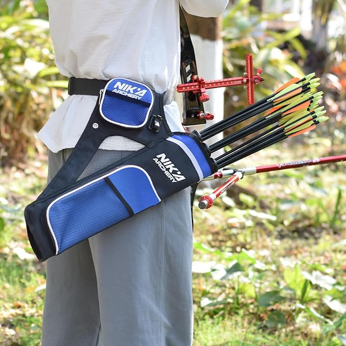 Archery Arrow Quiver Holder, 3-Tubes Hip Quiver Arrow Bag with Adjustable Belt for Youth & Adults Arrows Hunting Target Practicing