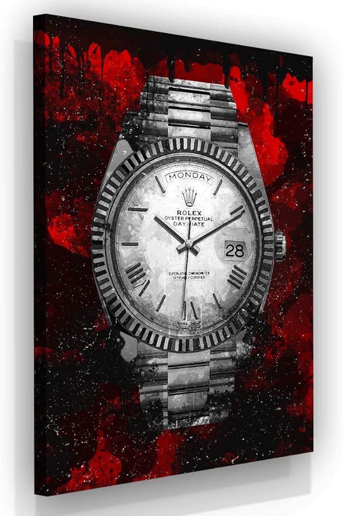 Luxury Watch Canvas Print Office Wall Decor Modern Art Pop Culture Decoration Inspiration Clock Timer Prints Framed Arts Walls Furniture (24" x 18")