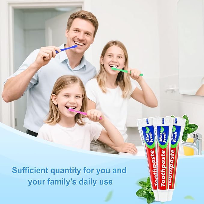 100 Tubes Bulk Travel Size Mini Toothpaste, 0.35 oz Disposable Mint Flavor Pocket Teeth Paste Small Essential Toothpaste for Travel, Home/Hotel/Guests/Charity/Homeless/Camping Oral Care (Single Use)