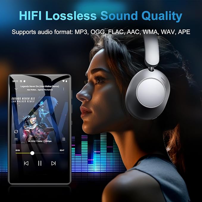 80GB MP3 Player with Bluetooth and WiFi, SWOFY M503Pro Mp3 & Mp4 Music Player with Spotify, Amazon Music, Audible, Browser, 4.0" Touch Screen Android Player with Speaker, FM Radio, Up to 512GB Black