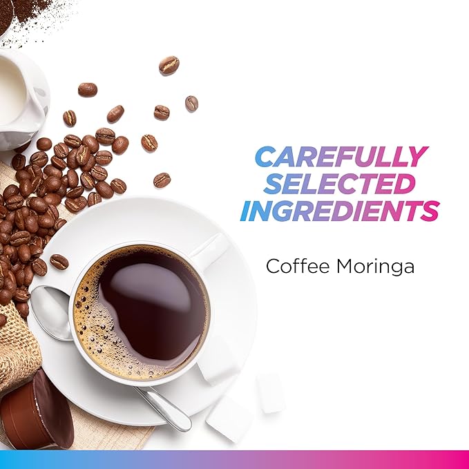 Livingood Daily Coffee with Moringa, Whole Bean Medium Roast Coffee with Plant Based Ingredients for Morning Energy, Made with Moringa Powder, Organic, Non GMO, Vegan, Gluten Free, 20 Srvgs, 12 oz Bag