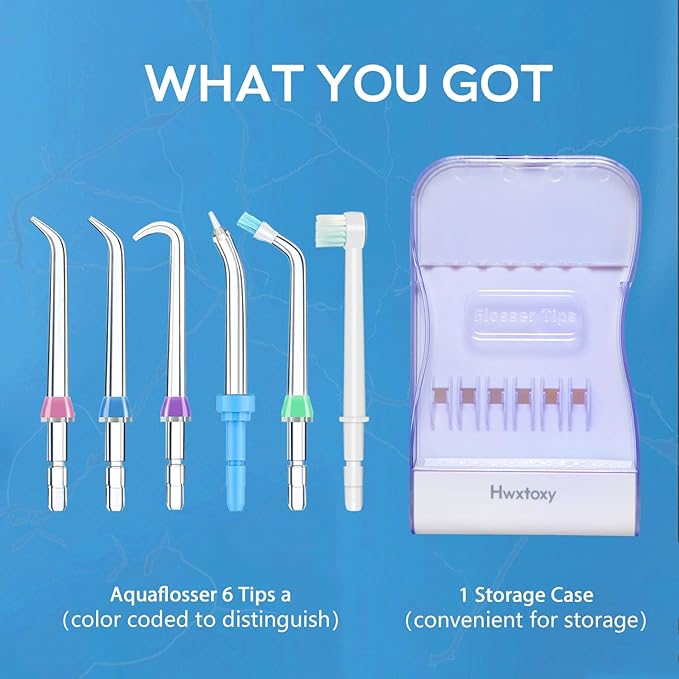 Replacement Tips for Waterpik Water Flosser Waterpik' Replacement Parts, Storage Case & AquaFlosser 6 Tips (Aquaflosser 6 Tips-A)