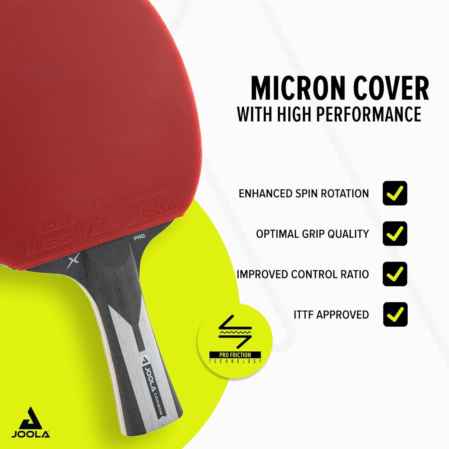 JOOLA Table Tennis Bat Carbon X Pro ITTF Approved Professional Competition Ping Pong Racket Black/Grey 2.0 MM Sponge