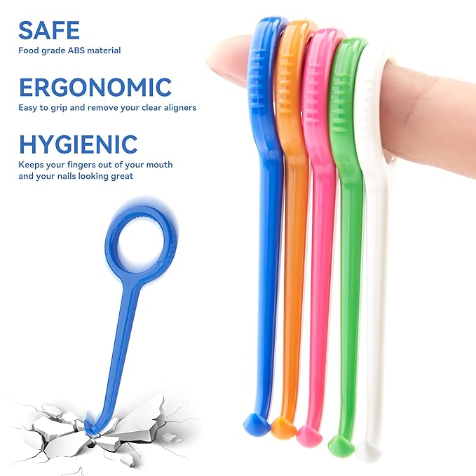 DLENP 25PCS Aligner Remover Tool, 5 Colors Clear Aligner Removal Tool for Invisalign Removable Retainers, Aligners,Braces Removal Kit