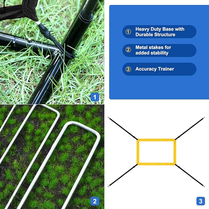 7'×7'Baseball Softball Practice Net-Batting Catching Pitching Training Equipment Set Portable Batting Tee Ball Holder Caddy-Baseball Softball Coach Pack.Great for All Skill Levels