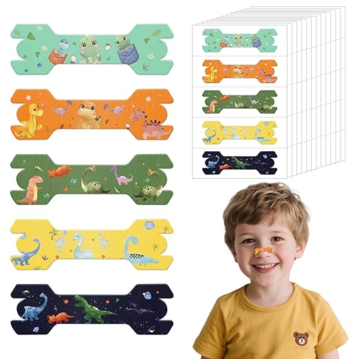 60 Pack Small Size Kids Nasal Strip, Cartoon Pattern 1.73 * 0.55" Extra Strength Kids Nose Strips for Breathing, Kid Nasal Tape, Breathe Snoring Strips for Children
