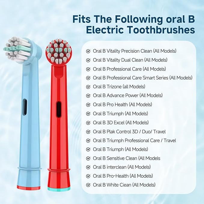 Kids Toothbrush Heads Compatible with Oral B - Electric Toothbrushes, Replacement Brush Heads with Protective Caps, 4/8/12/16 Pack (8)