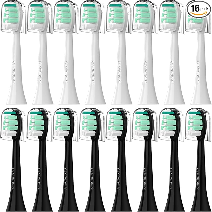 Replacement Toothbrush Heads Compatible with Philips Sonicare：16 Pack Soft Replacement Electric Brush Head for 4100 5100 6100 HX9023/65 W Optimal Control Snap-on System（B&W）