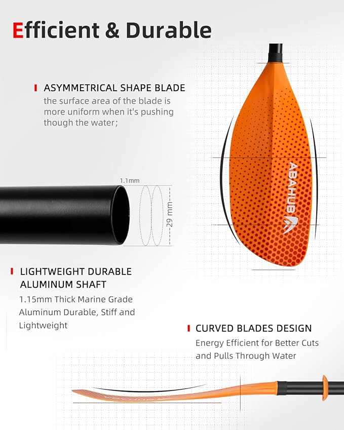 Abahub Adjustable Kayak Paddle 210-230 cm/ 230-250 cm Floating Kayaking Oars Boating Oars Canoeing Oars Black