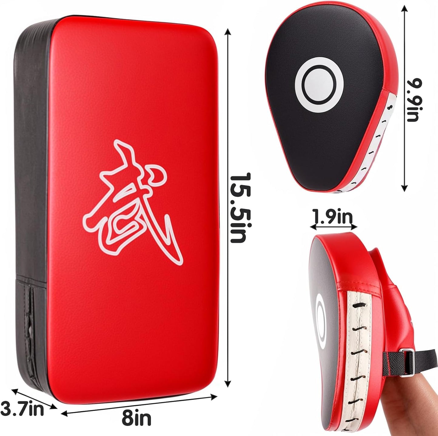 2-in-1 Punching Mitts Kick Pack Set, Boxing Mitts Focus Pads, Taewondo Kick Pad, Curved Boxing Gloves Adjustable Strike Shield, Martial Arts Training Equipment for Kickboxing, Karate, Muay Thai, MMA