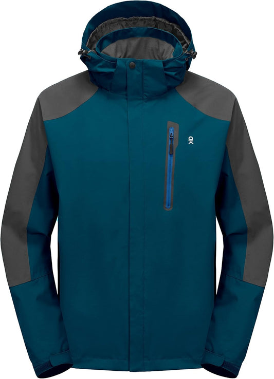 Little Donkey Andy Men's Waterproof Rain Jacket Outdoor Lightweight Hooded Raincoat for Hiking Golf Travel Fishing