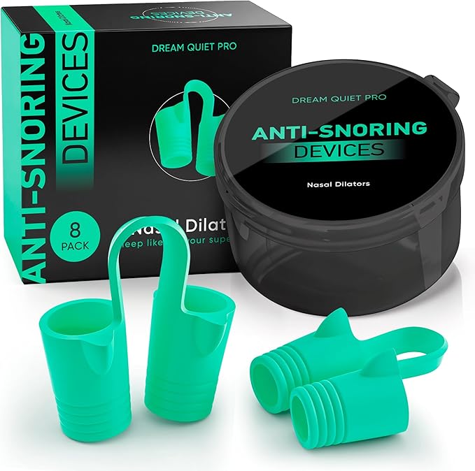 Anti Snoring Devices – Nasal Dilators - Nose Clips for Snore Relief & Better Sleep – Comfortable Silicone Snore Stopper – Anti Snoring Nose Vents – 8 Pack