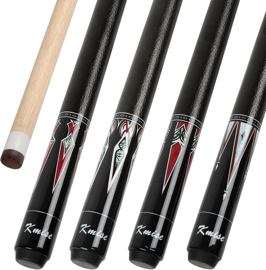 Kmise 4 Pieces Pool Cue Stick, 58” Pool Cues, 18 19 20 21 oz Canadian Maple, Pool Sticks for Adults, Billiard House Home Bar Pool Stick, Durable, Suitable for Professional Billiard Players