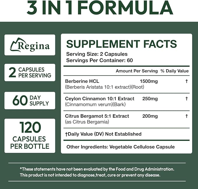 Liposomal Berberine Supplement 1500mg - Glucose Balance & Metabolic Support with Ceylon Cinnamon & Bergamot - Advanced Natural Weight Management, 120 Capsules for 60-Day Supply