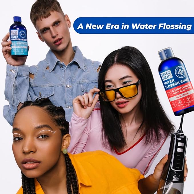 Concentrated Water flosser Rinse & mouthwash Gum Care | Add to Water Flosser | Apple Mint| Alcohol and Fluoride Free. Made in USA| Pack of 2 = 33.8 fl.oz | WATER DENT