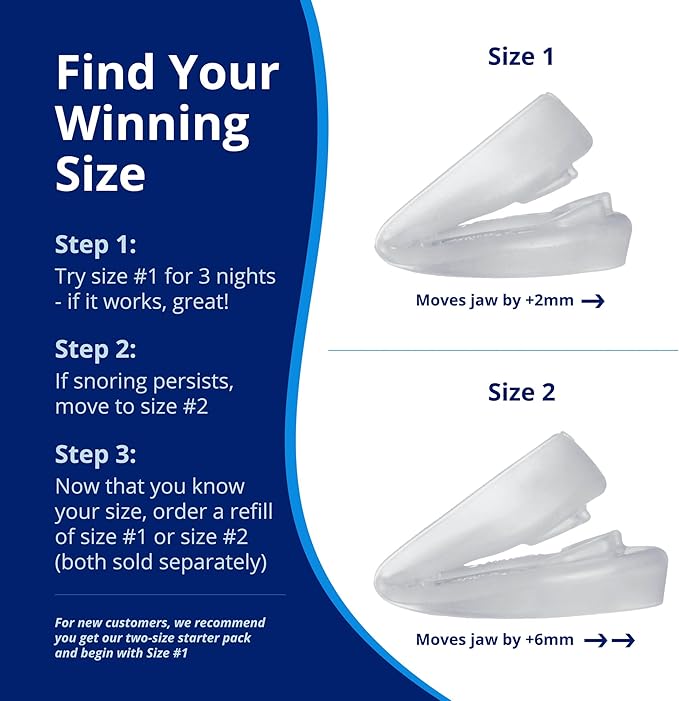 ZQuiet, Anti-Snoring Mouthpiece (Blue) + Cleaner (1.5oz Bottle), Starter Pack with 2 Sizes, Made in USA, BPA-Free, Medical-Grade Material, Clear