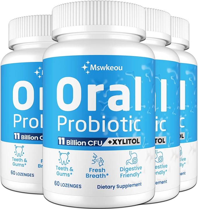 Oral Probiotics for Mouth Bad Breath for Adults 11 Billion CFU, Best Breath Oral Dental Probiotics for Teeth & Gums, Fresh Breath, Halitosis & Gut Health, 4 Packs