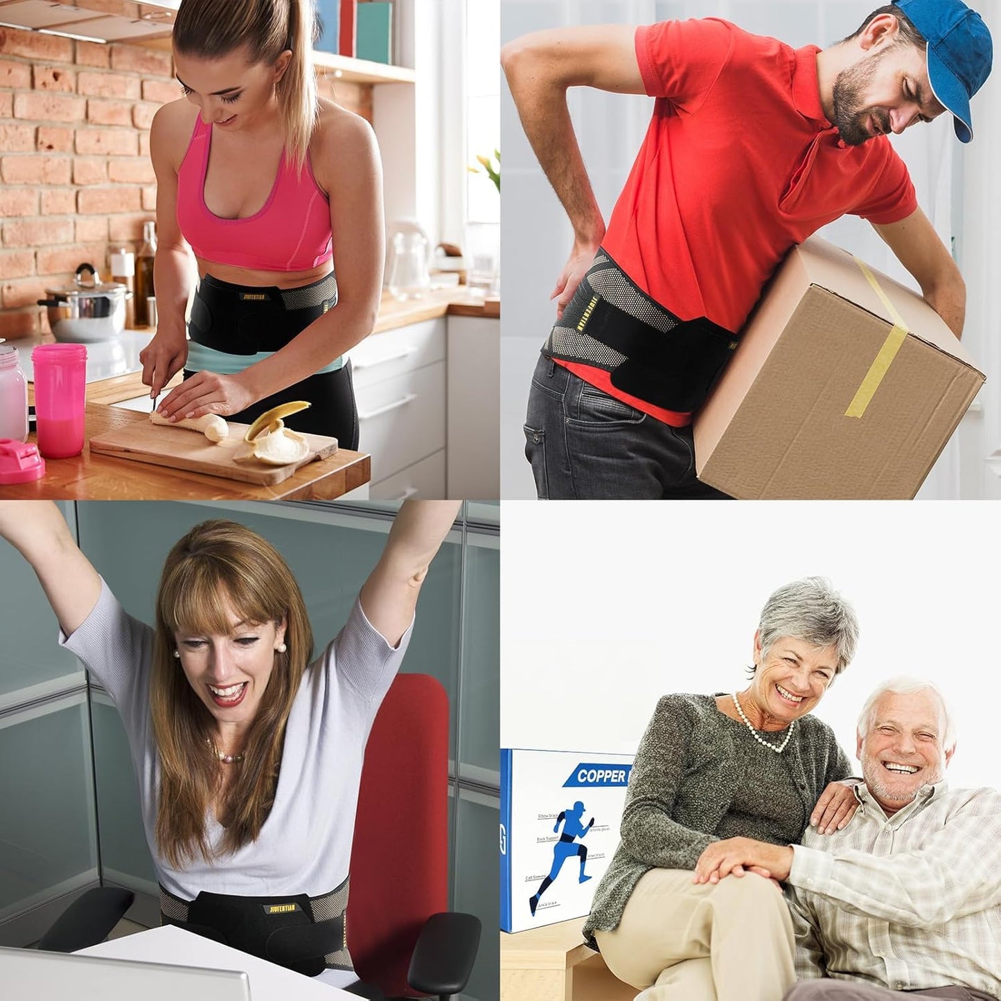 JIUFENTIAN Copper Back Braces for Lower Back Pain with Support System - Lower Back Brace for Herniated Disc,Lumbar supports for Sciatica, Scoliosis,Heavy Lifting and Work(Medium)