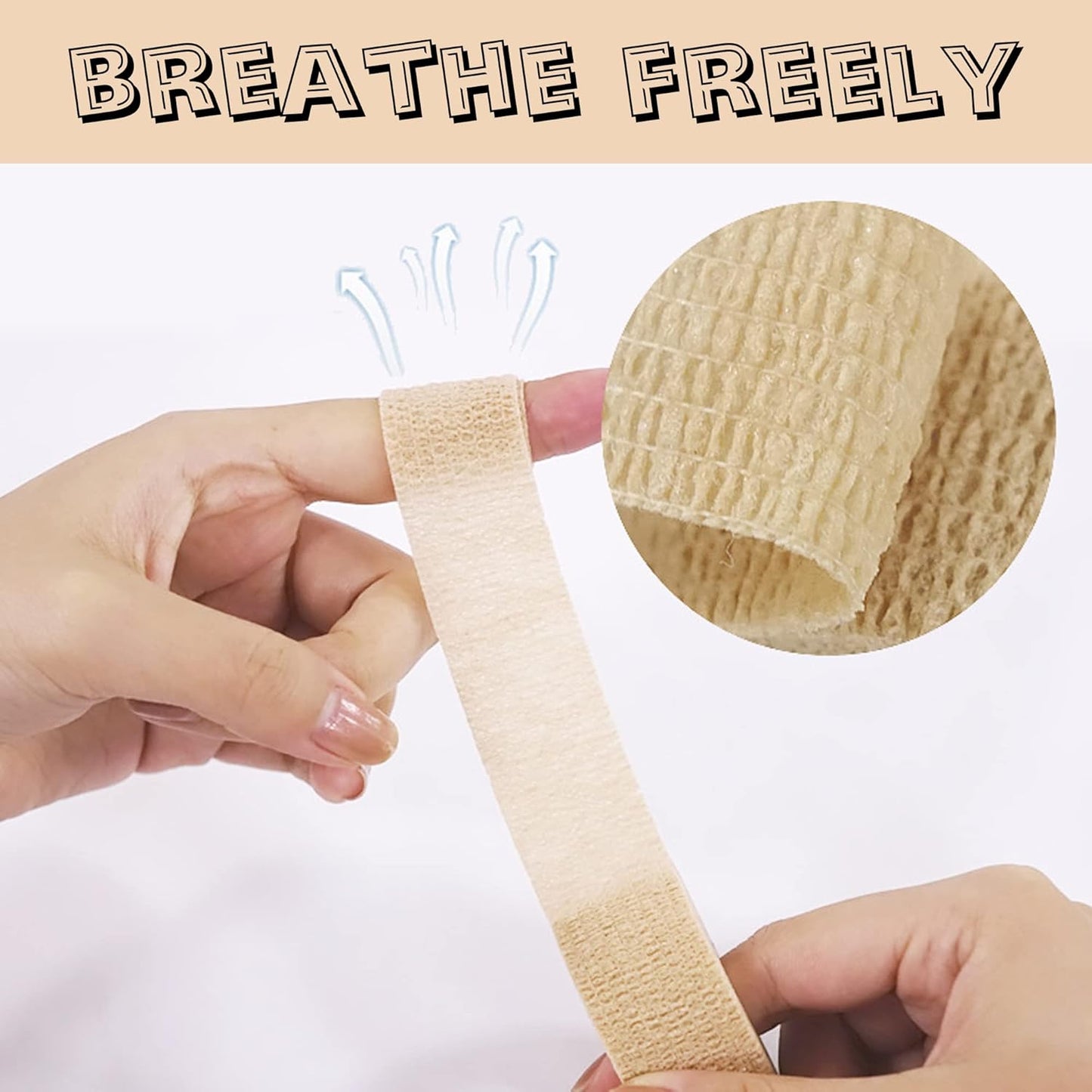 8 Pack 1 in x 5 Yards Cohesive Wrap Self Adhesive Bandage Wrap Elastic Self Adherent Wrap Self Stick Vet Tape for Athletic, Wrist, Ankle, Knees, Pets (Skin Color)