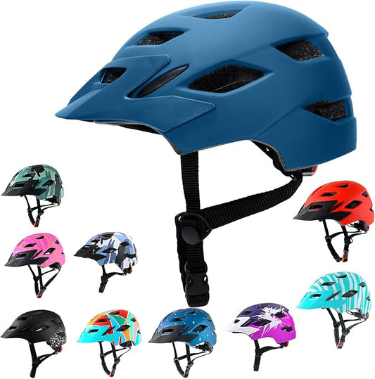 Kids Bike Helmet,Bavilk Kids Boys Girls Bike Helmets with LED Light Detachable Visor Children Youth Teen Multi-Sport for Skating Cycling Scooter Skateboard Adjustable & Lightweight 19.7"-22.4"