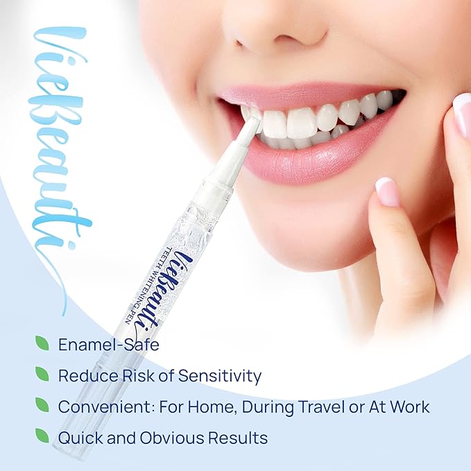 VieBeauti Teeth Whitening Pen (4 Pcs), 40+ Uses, Effective, Painless, No Sensitivity, Travel-Friendly, Easy to Use, Beautiful White Smile, Mint Flavor