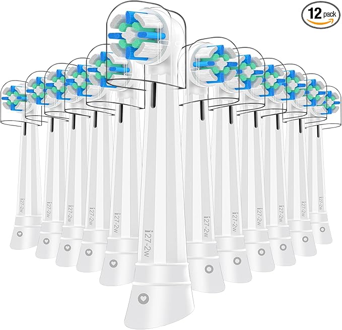 12pcs iO Replacement Heads Compatible with Oral B iO,iO Series Electric Toothbrush Heads Compatible with Oral B iO 2/3/4/5/6/7/8/9/10,Medium Bristles for Effective Plaque Removal(White)