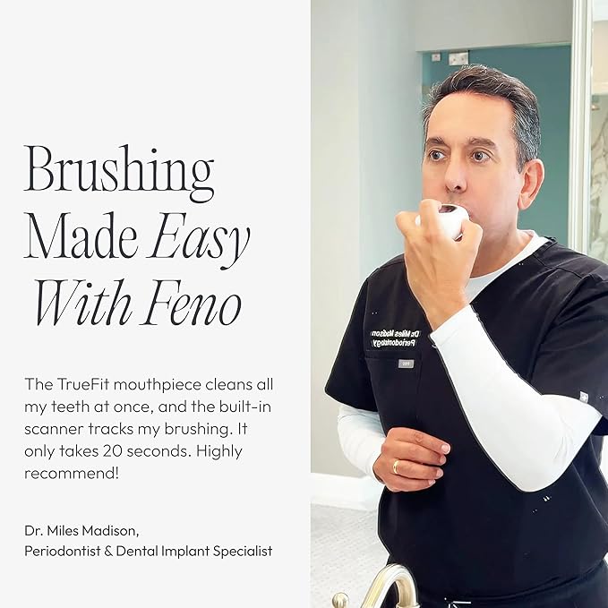 Feno Smartbrush Elite Oral Health – AI-Powered Electric Toothbrush with Personalized Mouthpiece, Foam Toothpaste (3 Tubes), Tongue Scraper, Salivary Microbiome Test & 12-Month Plus Membership