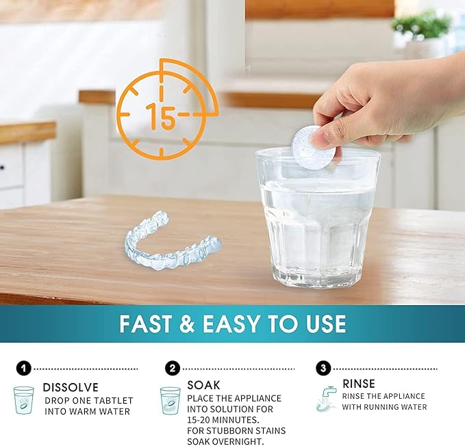 Y-Kelin Retainer Cleaner, Mouth Guard Cleaning Tablets - Remove & Clear Stains from Dental Appliances - in 3 Minutes (Mint,36 PCS)