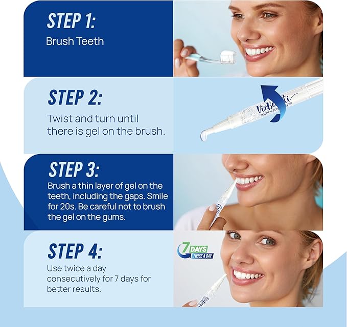 VieBeauti Teeth Whitening Pen (3 Pcs), 30+ Uses, Effective, Painless, No Sensitivity, Travel-Friendly, Easy to Use, Beautiful White Smile, Mint Flavor