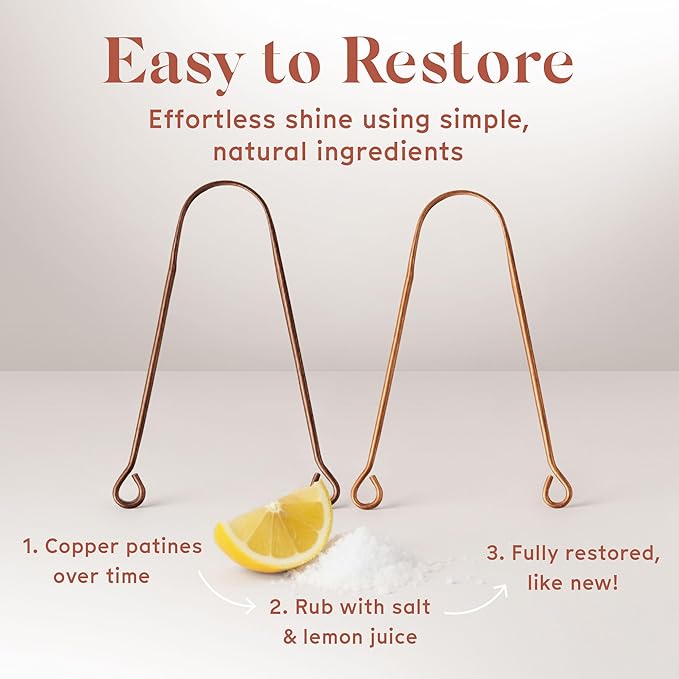 Arista 100% Copper Tongue Scraper for Adults & Kids – Metal Tongue Scraper Copper for Bad Breath, Oral Care & Hygiene – 2 Pack with Travel Pouches