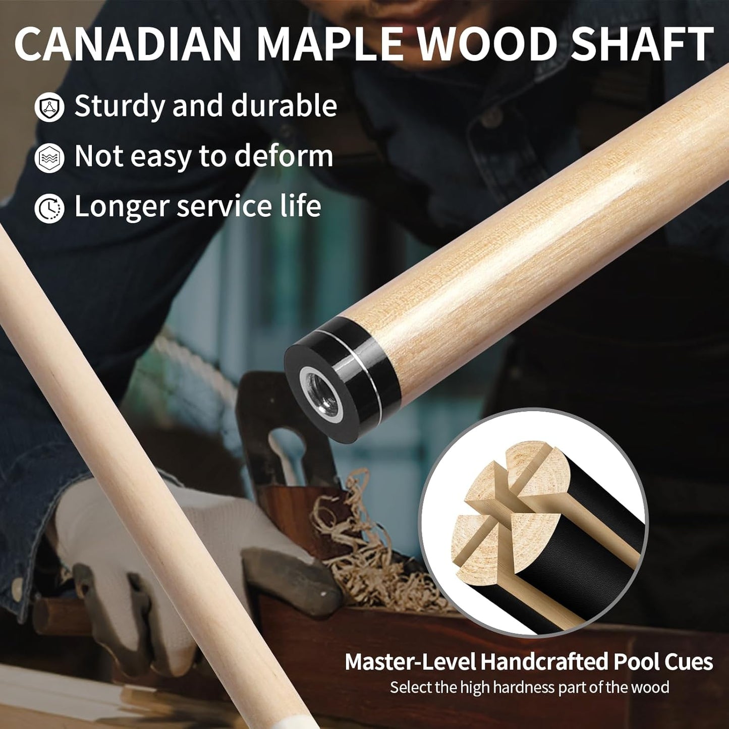 LOTKEY Pool Cue Set of 4-58 Inch 18~21 oz Canadian Maple Professional Billiard Cue Sticks, Pool Cue Stick with Extra 2 Pool Chalks, Pool Sticks for Adults, Durable, for Billiard Players