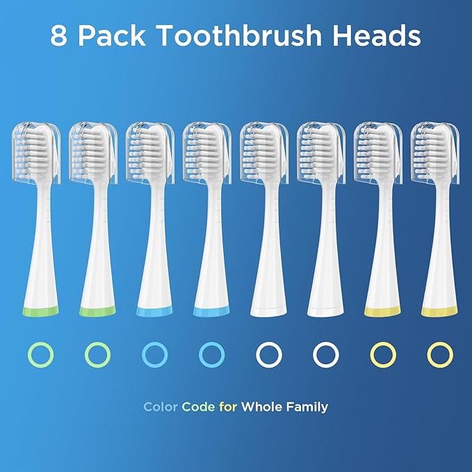 Sensitive Gum Care Replacement Brush Heads for Waterpik Complete Care 5.0/9.0 (CC-01/WP-861), STRB-3WW, Ultra Soft Bristles with Cover, Sonic Electric Tooth Brush Refill Heads (8-Pack, White)