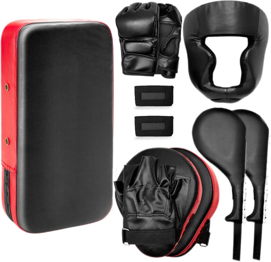 10 In1 Punching Mitts Kick Pad Set Taekwondo Pads Boxing Mitts Focus Pads Boxing Gloves Safety Head Guard Wrist Band for Kickboxing, Karate, Muay Thai, MMA Training