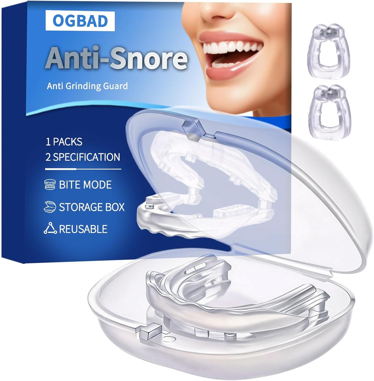 Anti-Snore Device-Reduce Snoring Aid for Men and Women Adjustable jaw advancement Device, Anti-snoring Mouthpiece Device mouthguard, Comfortable and Reusable snoring mouthguard