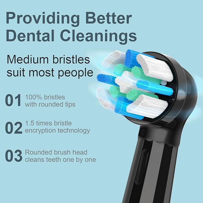 10 Pack IO Replacement Heads Compatible with Oral B IO 2/3/4/5/6/7/8/9/10/Deep Clean Series Electric Toothbrushes, Medium Softness Brush Heads Compatible with Oral B iO (Black)