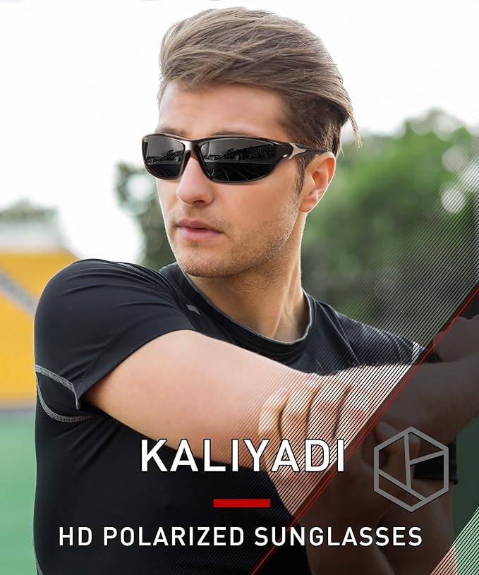 KALIYADI Polarized Sunglasses-Men Sports Sunglassses: Mens Sunglasses with UV Protection for Fishing Driving Cycling Running