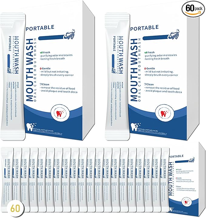 60PCS Travel Size Mouthwash,Portable Mini Mouthwash,Long-Lasting Freshness Travel Mouth Wash for Oral Care A51