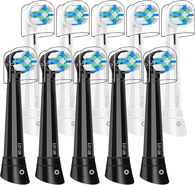 10 Pack IO Replacement Heads Compatible with Oral b IO 2/3/4/5/6/7/8/9/10 Series Electric Toothbrush, Brush Heads Refills Compatible with Oral B IO for Teeth Clean (Black/White)