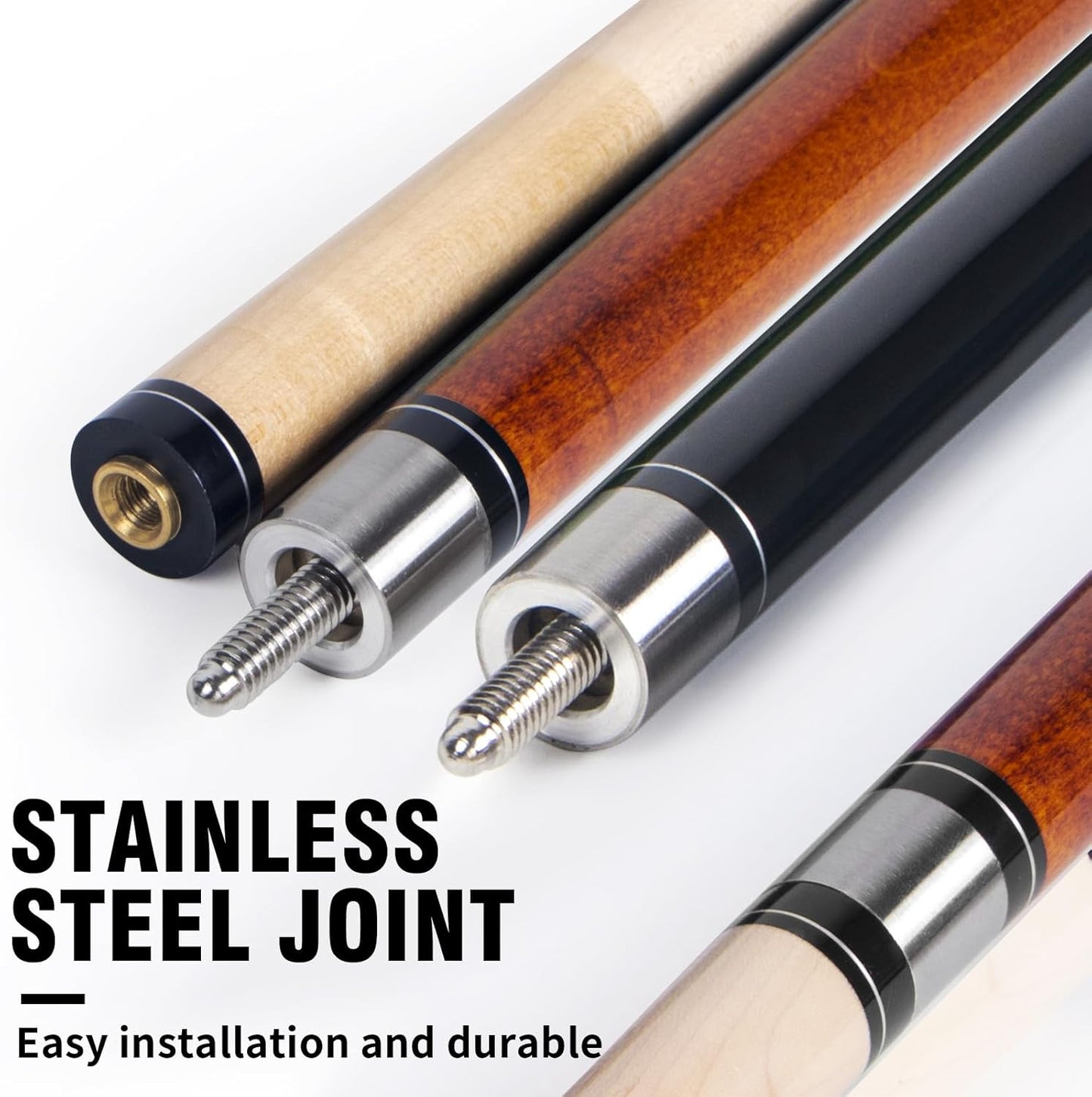 AKLOT Pool Cues,Set of 4 Pool 58" Cue Sticks Canadian Maple Wood Cue Stick for Professional Billiard Players 18 19 20 21 oz