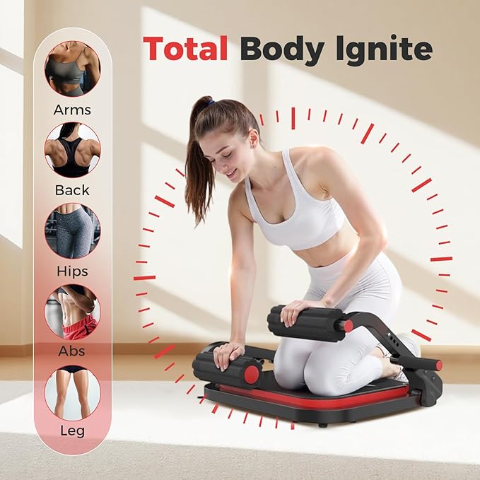 Ab Machine,Sit Up Exercise Equipment& Core Machine, Workout Equipment,Adjustable Ab Trainer with 3 Resistance Levels and Removable Auxiliary Handle,Home Gym Fitness Equipment for All Ages