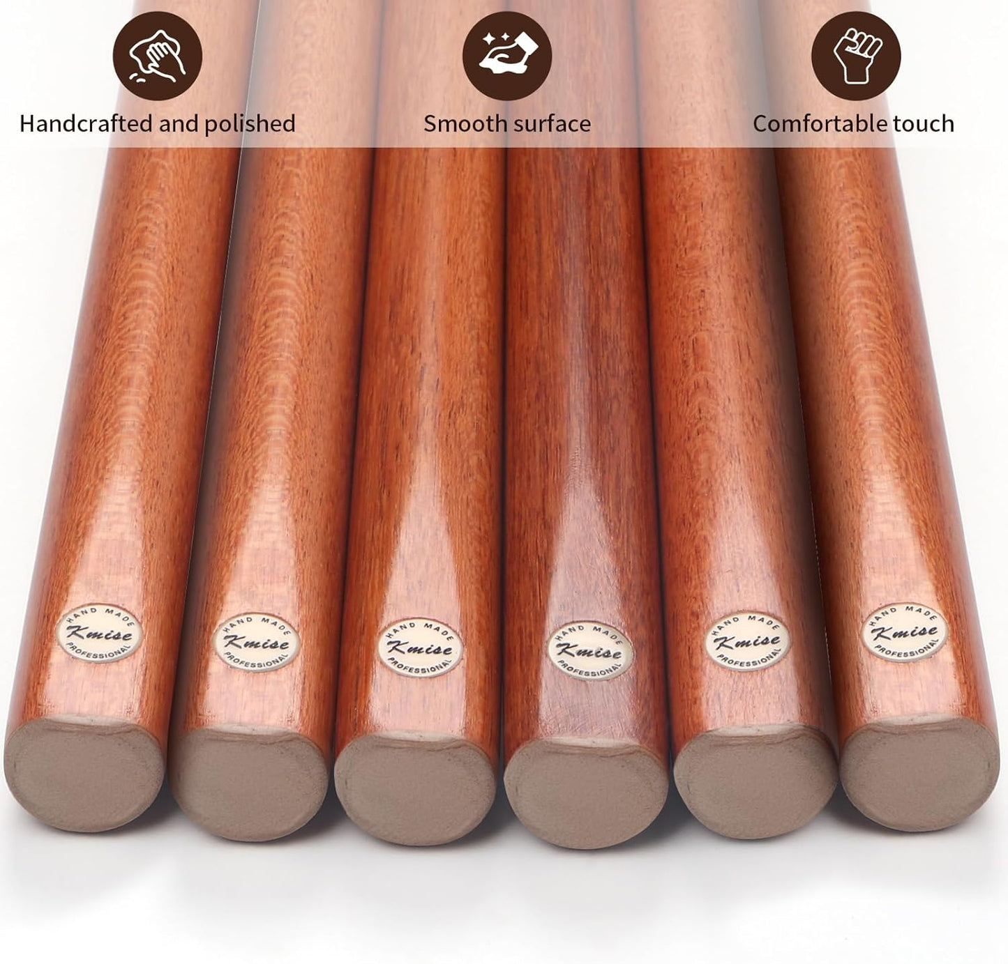 Kmise Pool Cue Sticks, 41"/57“/58" Hardwood Pool Cue Set of 4/6/8, 13OZ/20OZ with 13/10 MM Brass Tips, Table Billiard Cue Stick for Bar, Home, Billiard Room